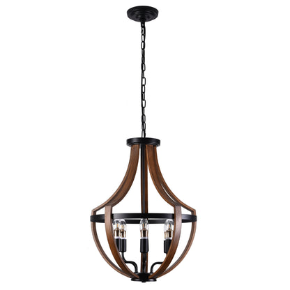 6-Lights Geometrical Imitation Wood Pendant Lighting