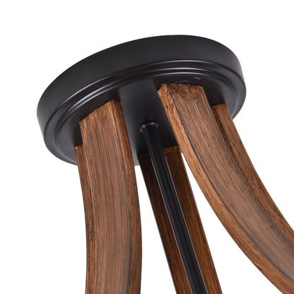 6-Lights Geometrical Imitation Wood Pendant Lighting