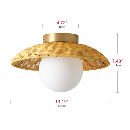 1-Light Bronze Globe Shade Semi-Flush Mount Lighting
