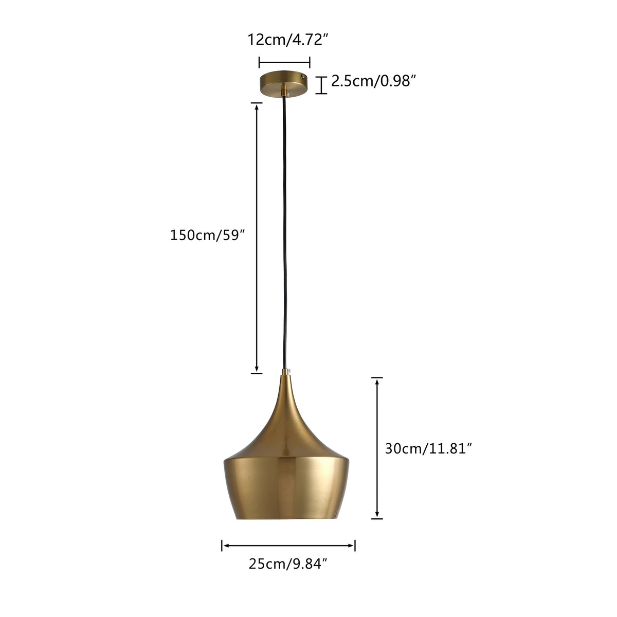 1-Light Gold Dome Pendant Lighting