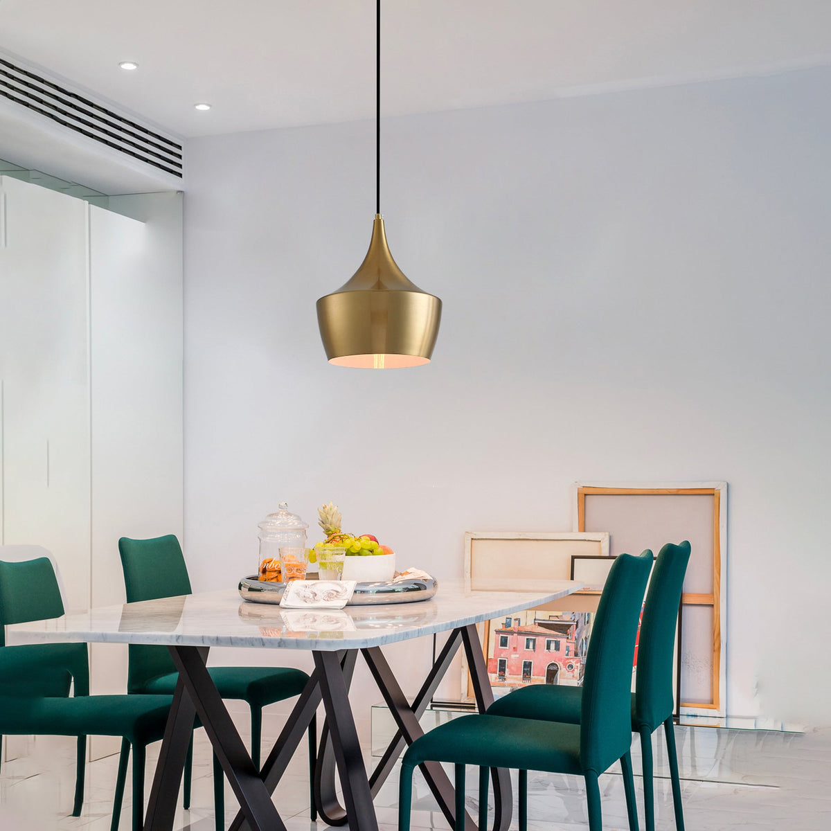 1-Light Gold Dome Pendant Lighting