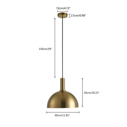 1-Light Gold Bowl Shape Pendant Lighting