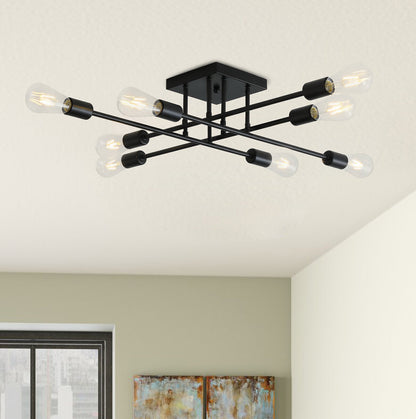 8-Lights Geometric Semi-Flush Mount Lighting