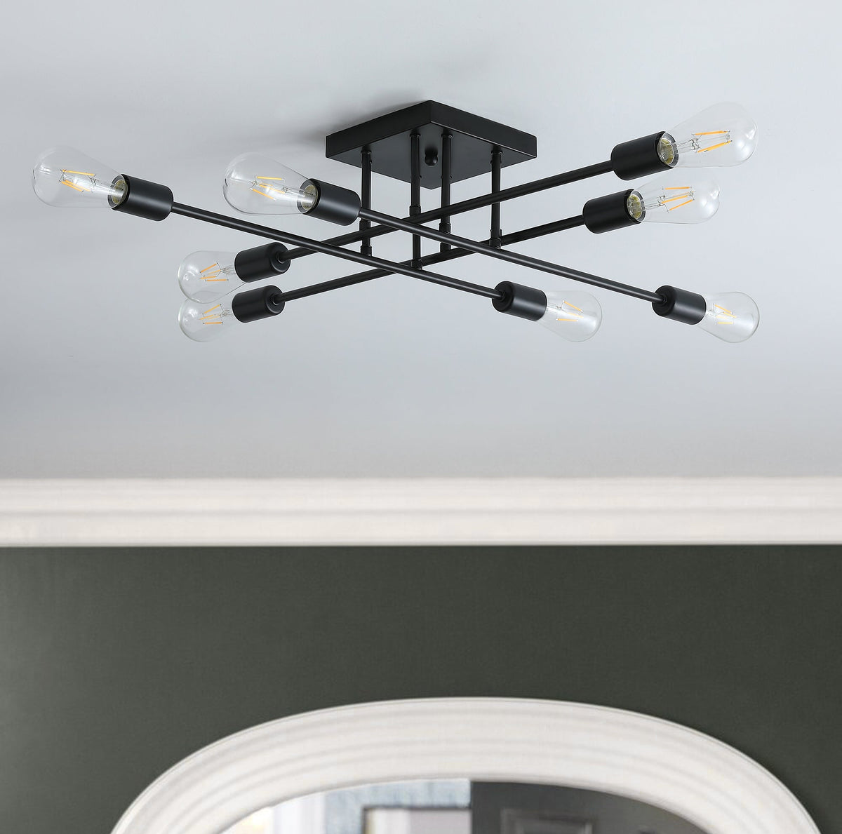 8-Lights Geometric Semi-Flush Mount Lighting