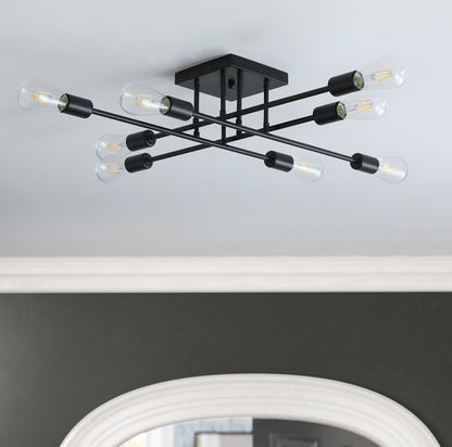 8-Lights Geometric Semi-Flush Mount Lighting