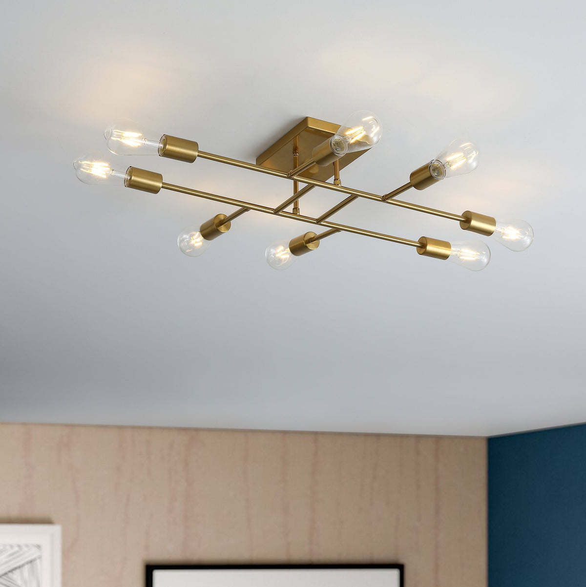 8-Lights Geometric Shape Semi-Flush Mount Lighting