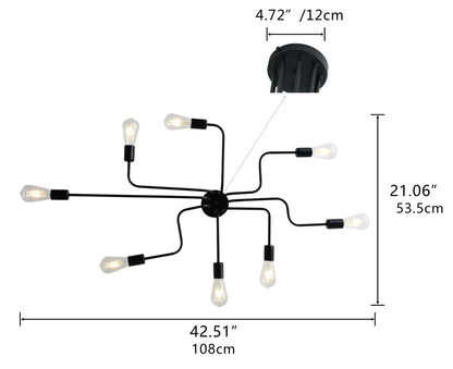 8-Lights Sputnik Semi-Flush Mount Lighting