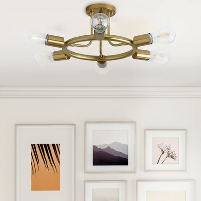 6-Lights Round Shape Semi-Flush Mount Lighting