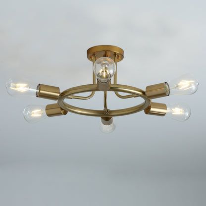 6-Lights Round Shape Semi-Flush Mount Lighting