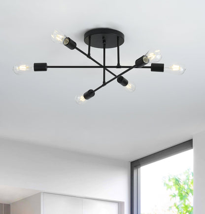 6-Lights Geometric Shape Semi-Flush Mount Lighting