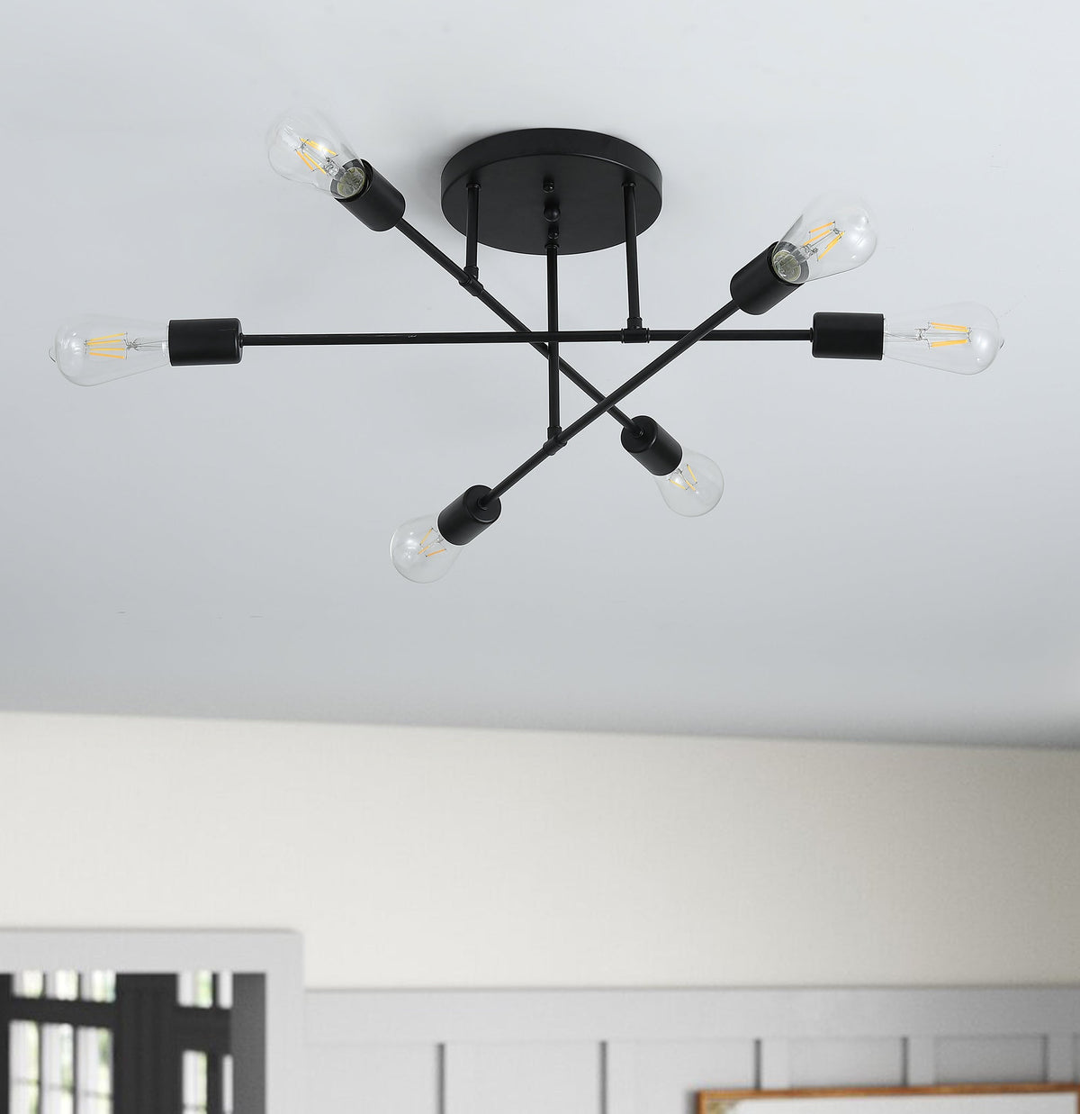 6-Lights Geometric Shape Semi-Flush Mount Lighting