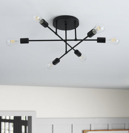 6-Lights Geometric Shape Semi-Flush Mount Lighting