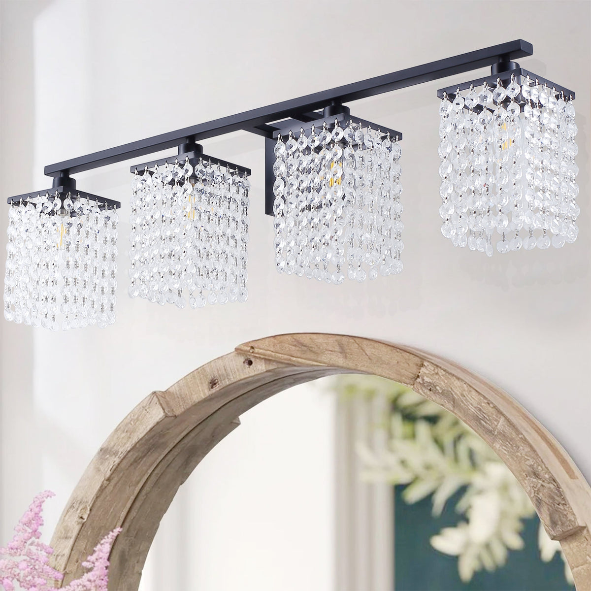 3-Lights & 4-Lights Crystal Square Design Vanity Lighting
