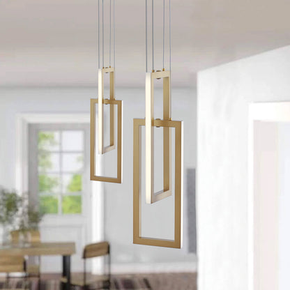 2-Lights Two Rectangle Stacked LED Chandelier