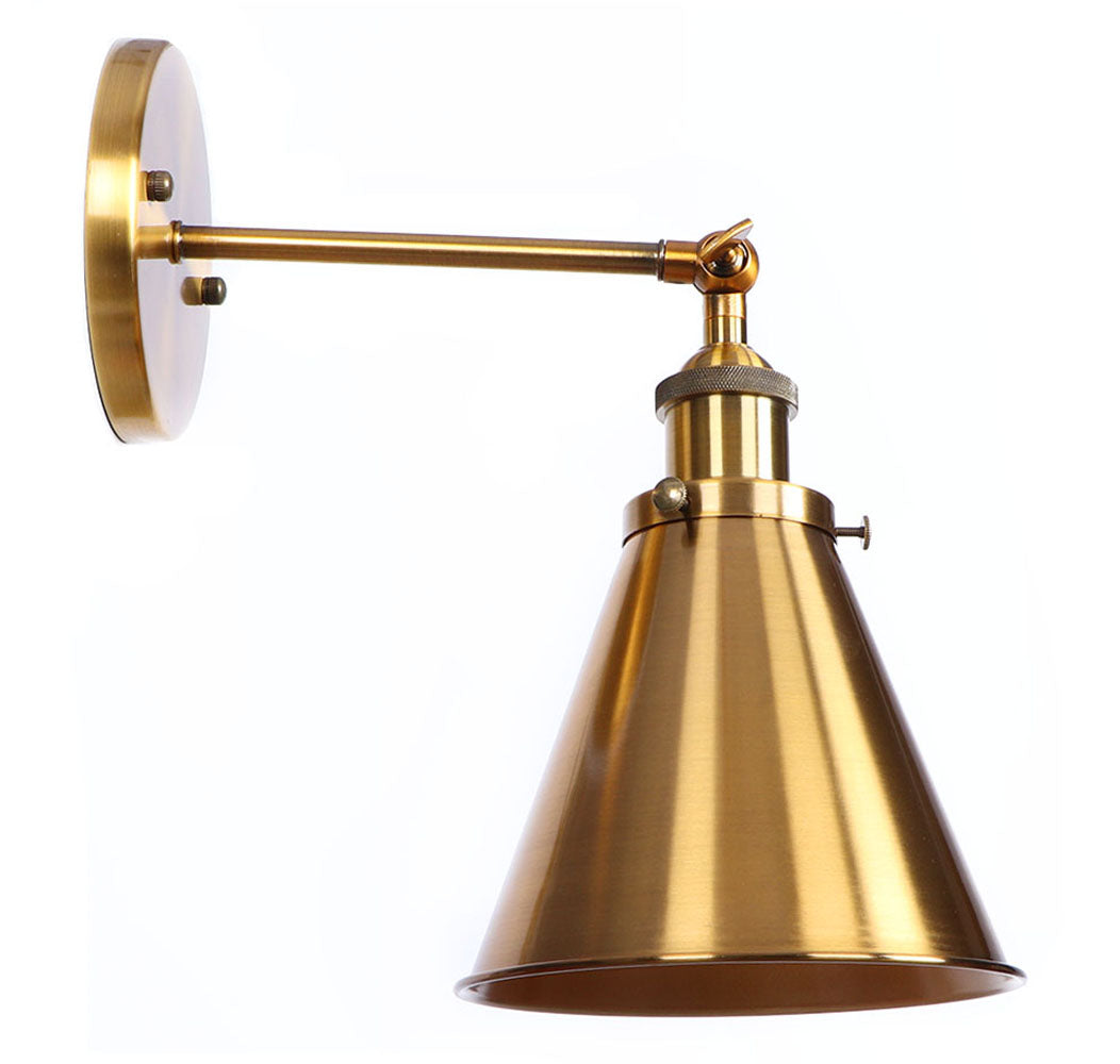 1-Light Gold Metal Cone Shade Wall Sconces