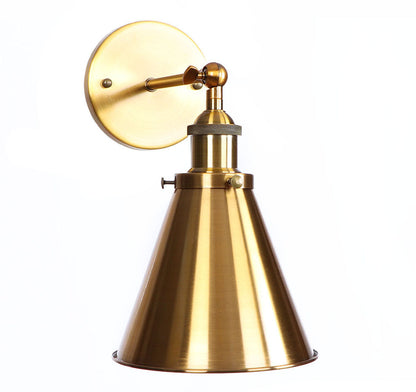 1-Light Gold Metal Cone Shade Wall Sconces