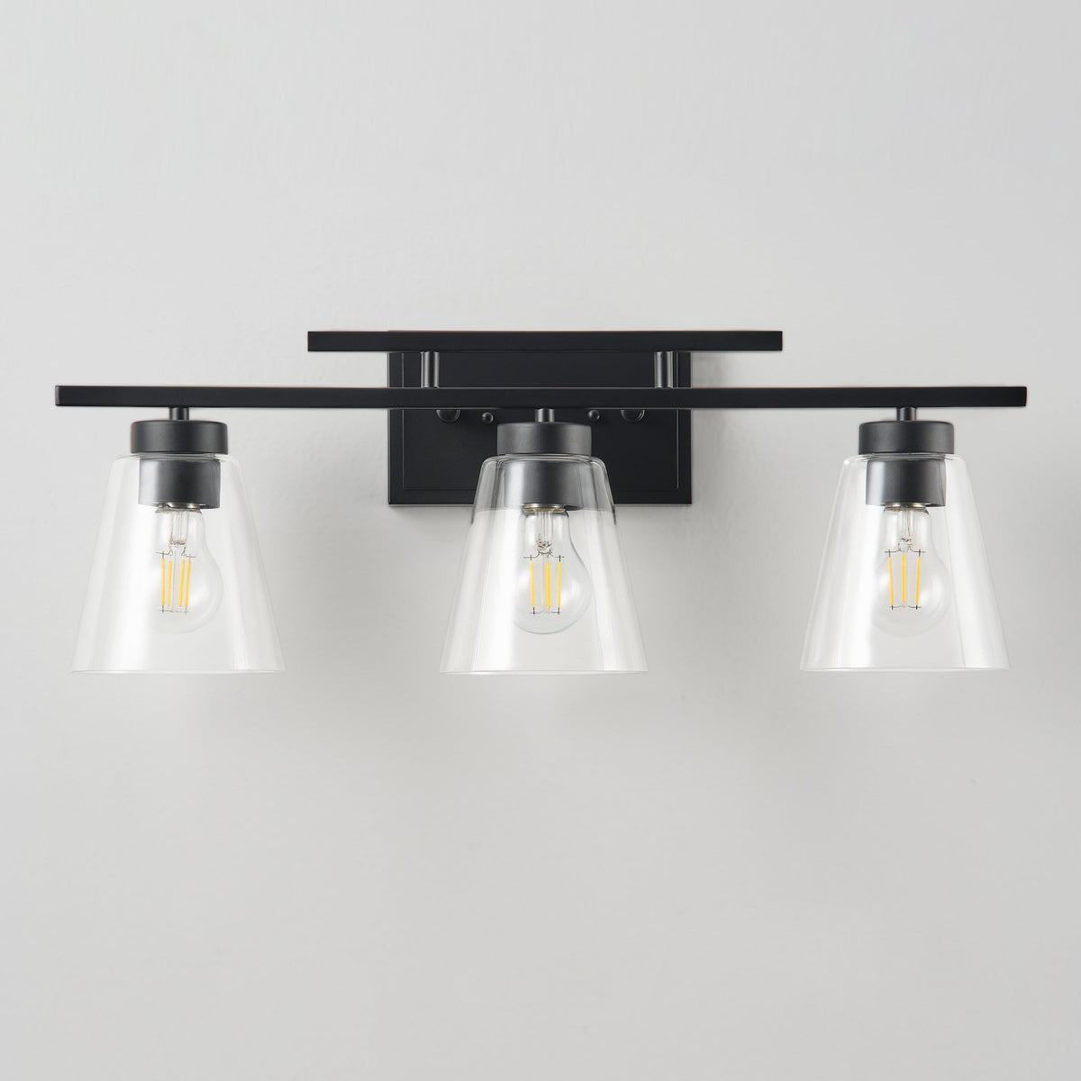 3-Light & 4-Light Dimmable Bathroom Clear Glass Wall Vanity Lighting