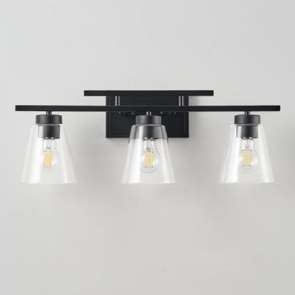 3-Light & 4-Light Dimmable Bathroom Clear Glass Wall Vanity Lighting