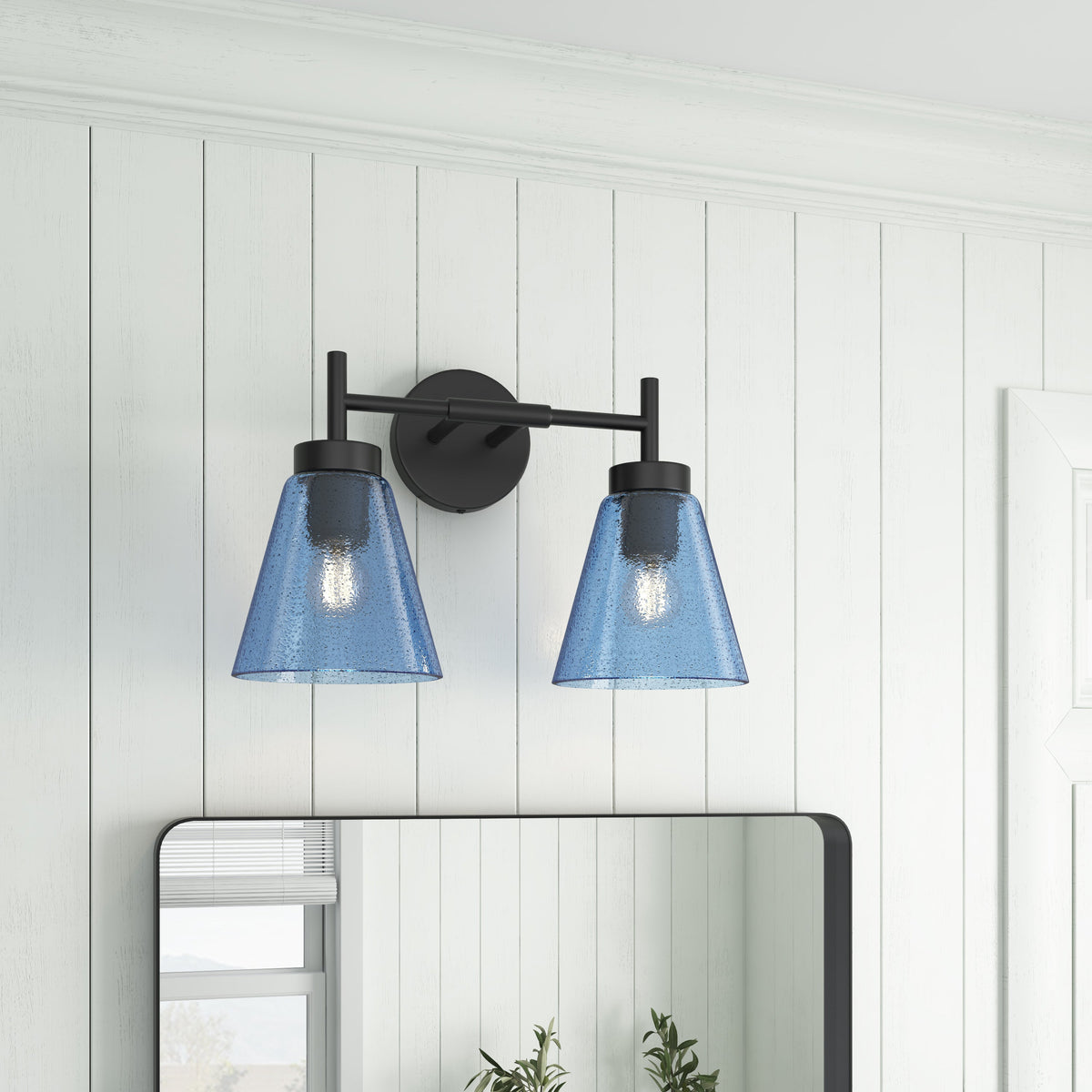 2-Lights Creative Blue Glass Wall Sconces Vanity Lighting