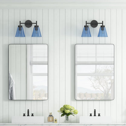 2-Lights Creative Blue Glass Wall Sconces Vanity Lighting