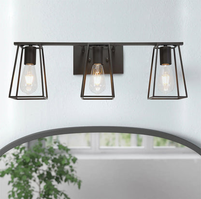 3-Lights Vintage Metal Cage Vanity Lighting
