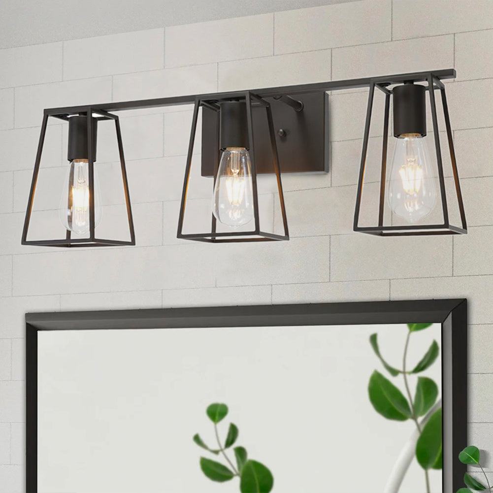 3-Lights Vintage Metal Cage Vanity Lighting
