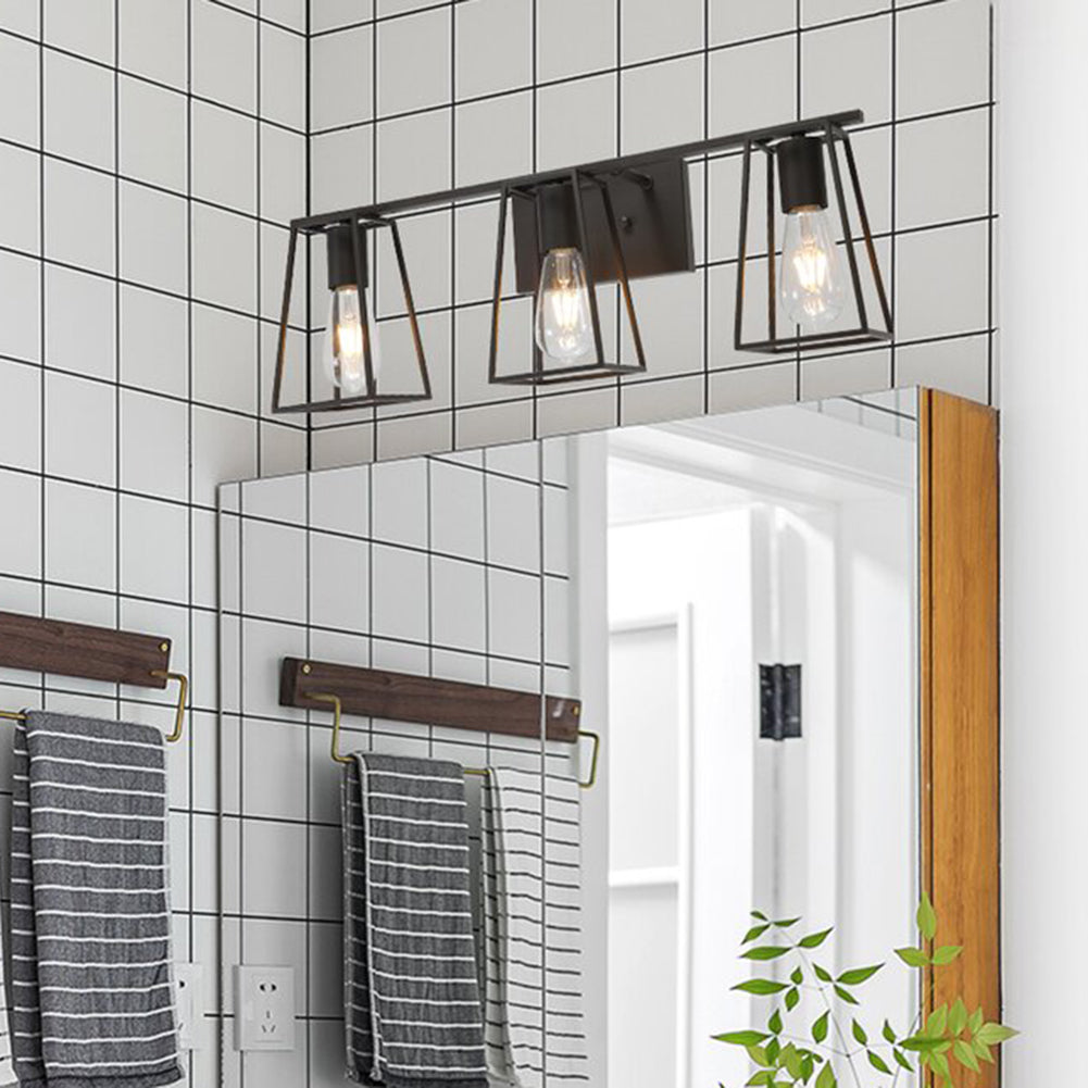3-Lights Vintage Metal Cage Vanity Lighting