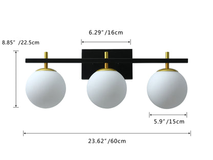 3-Lights Ball Shaded Vanity Lighting