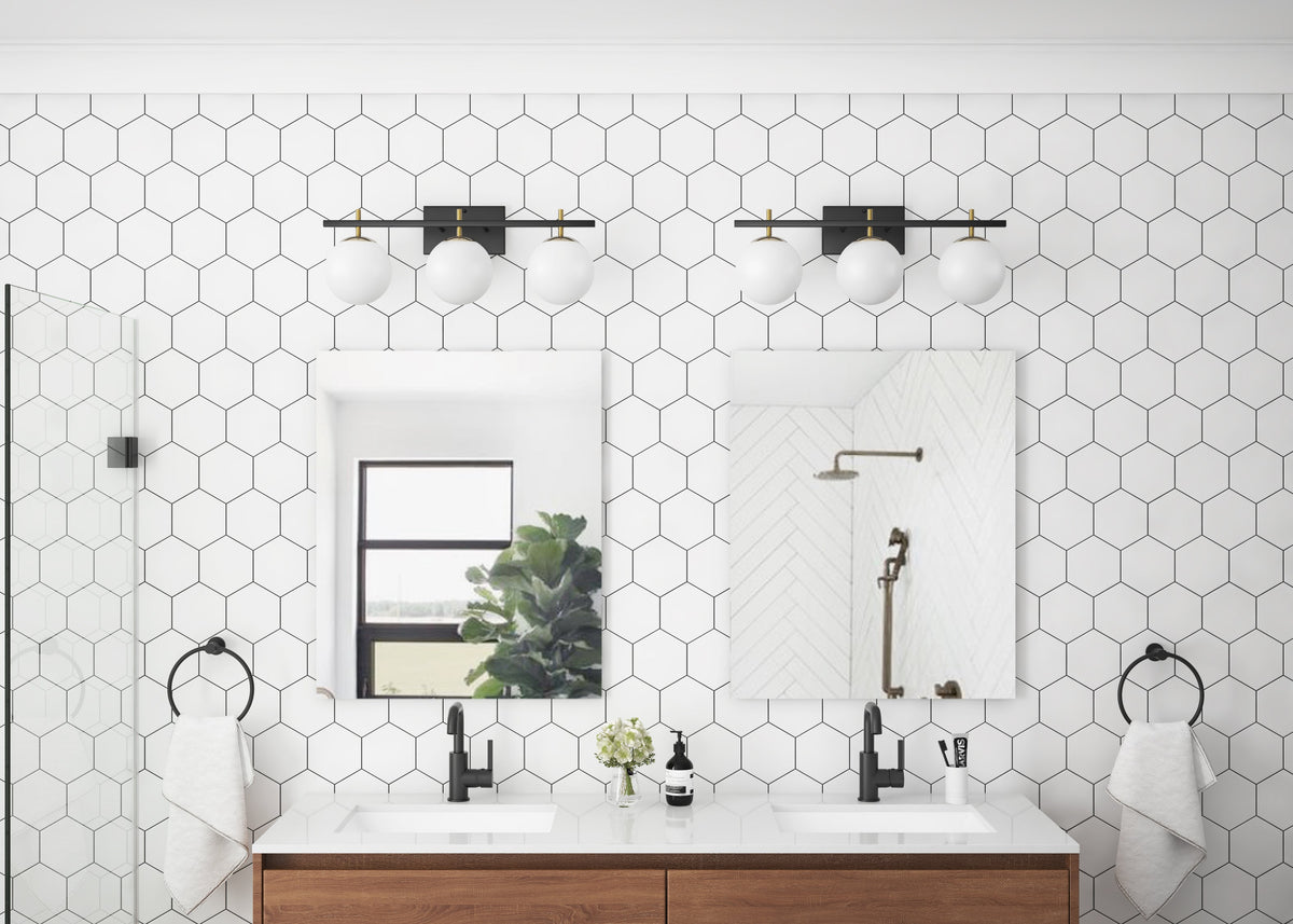 3-Lights Ball Shaded Vanity Lighting