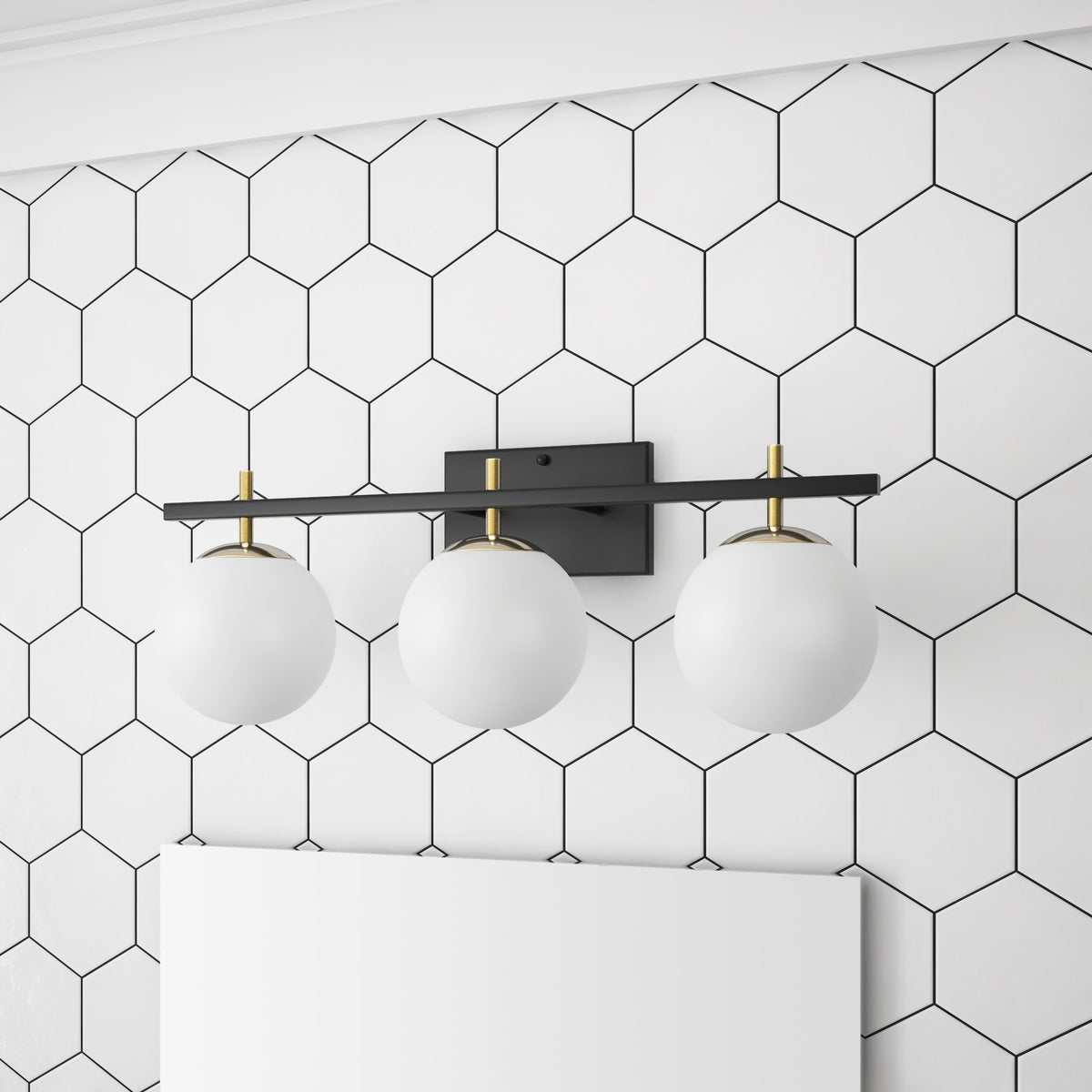3-Lights Ball Shaded Vanity Lighting