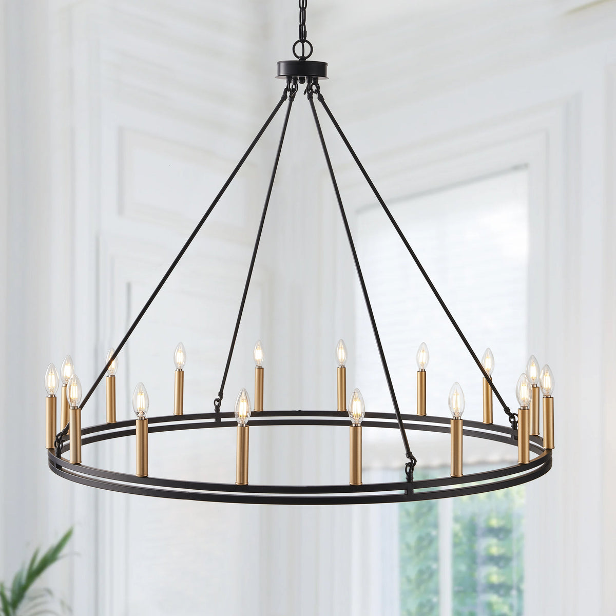 16-Lights Farmhouse Rustic Wagon Wheel Chandelier