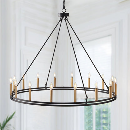 16-Lights Farmhouse Rustic Wagon Wheel Chandelier