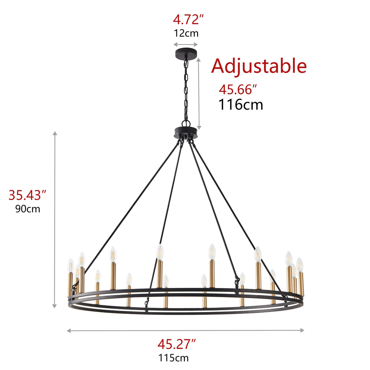 16-Lights Farmhouse Rustic Wagon Wheel Chandelier