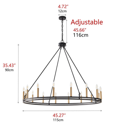 16-Lights Farmhouse Rustic Wagon Wheel Chandelier