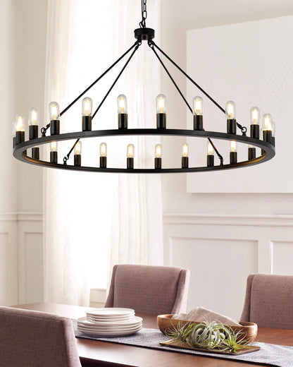 24-Lights Candle Wheel Design Chandelier