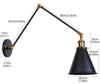 1-Light Metal Industrial Swing Arm Wall Sconces