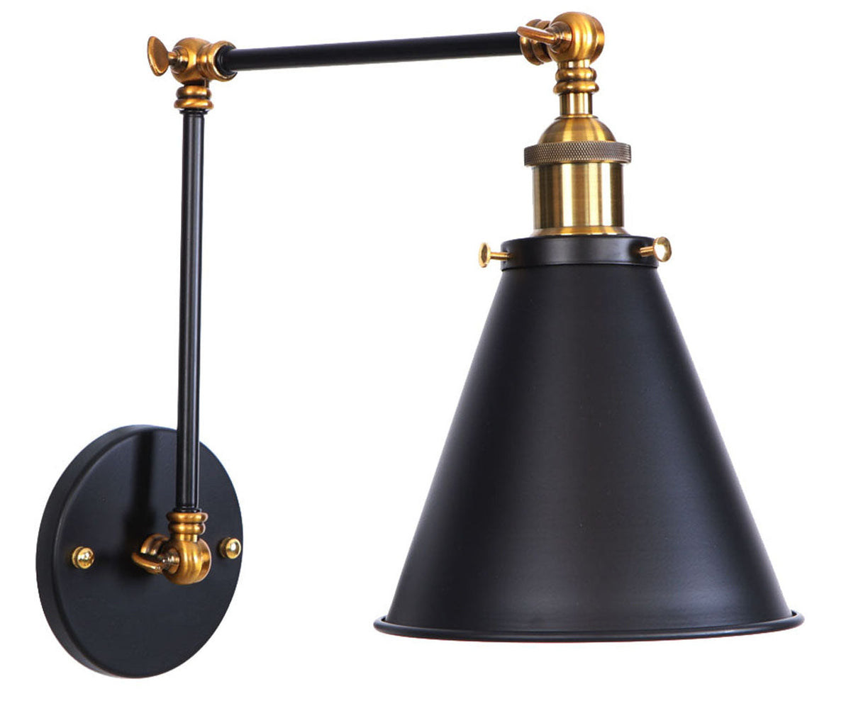 1-Light Metal Industrial Swing Arm Wall Sconces