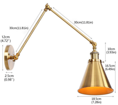 1-Light Metal Industrial Swing Arm Wall Sconces