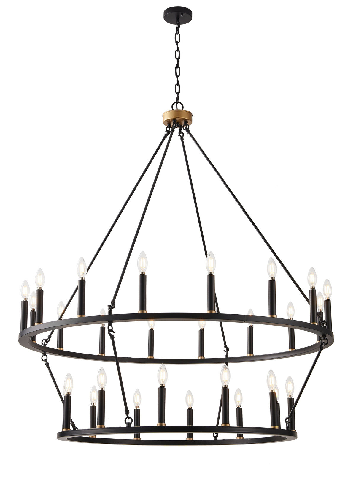 28-Lights Candle Wagon Wheel Design Chandelier