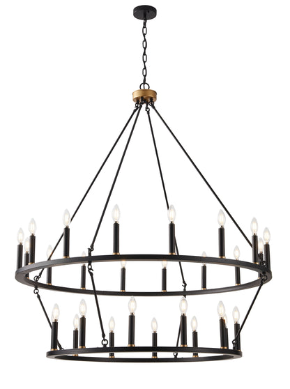 28-Lights Candle Wagon Wheel Design Chandelier
