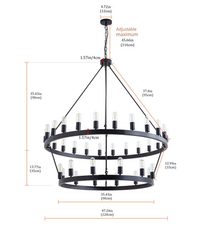 36-Lights Vintage Industial Style Chandelier