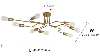 8-Lights Sputnik Semi-Flush Mount Lighting