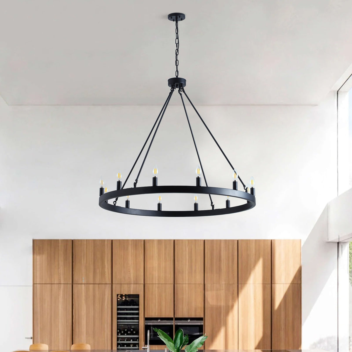 12-Lights Vintage Wagon Wheel Chandelier