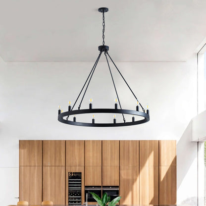 12-Lights Vintage Wagon Wheel Chandelier