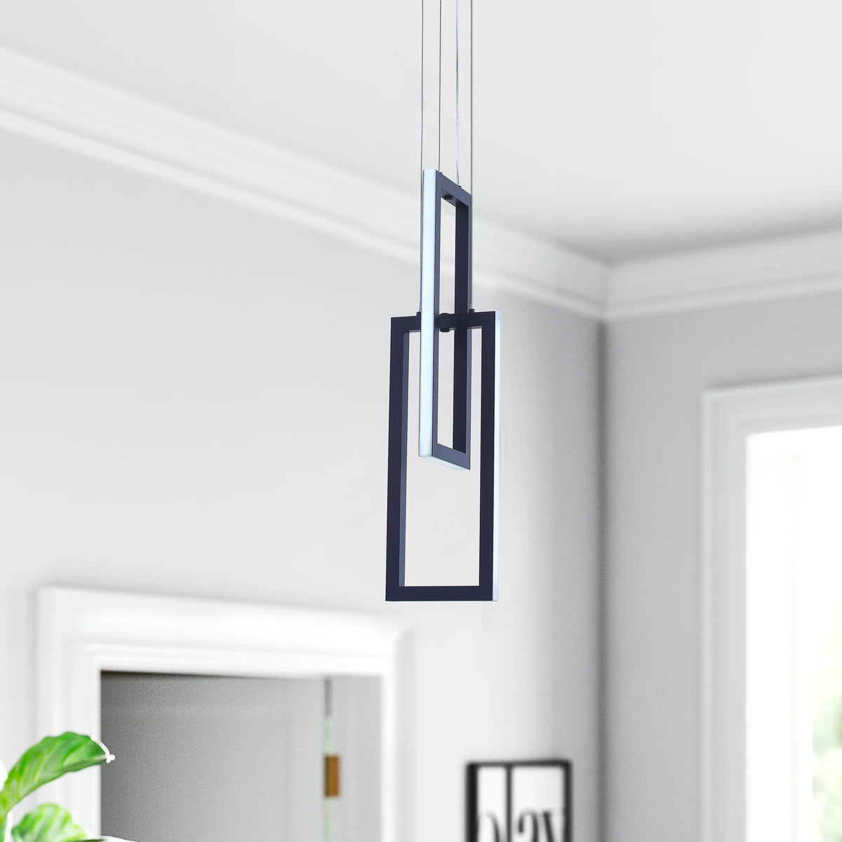 2-Lights Two Rectangle Stacked LED Chandelier