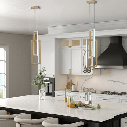 2-Lights Two Rectangle Stacked LED Chandelier