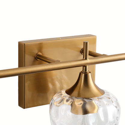 3-Light Bathroom Vanity Light Glass Shade Brass Finish
