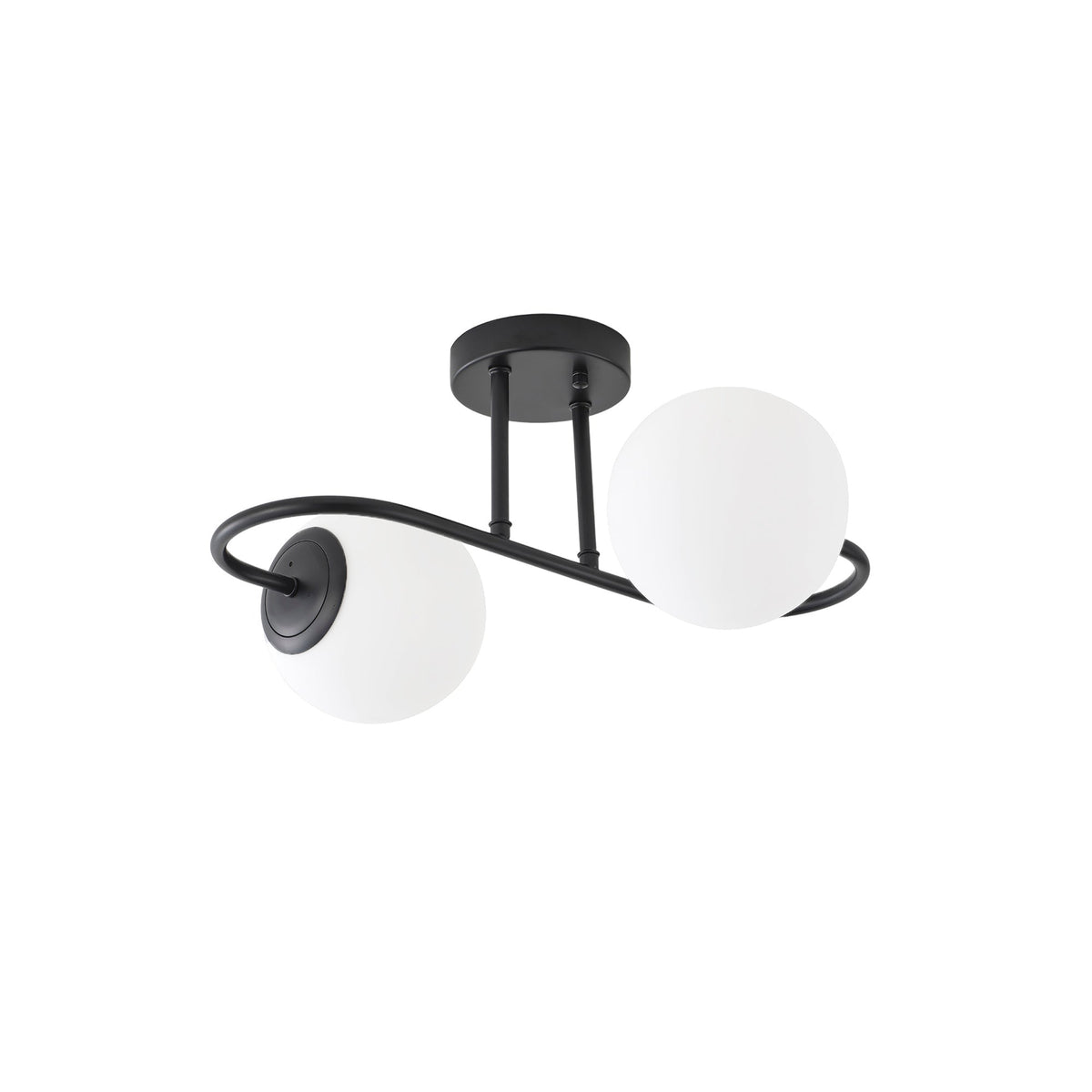 2-Light Frosted Glass Semi Flush Ceiling Light