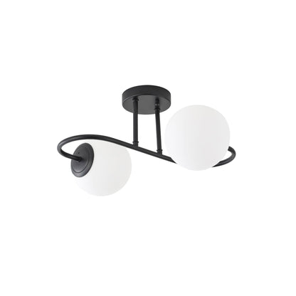 2-Light Frosted Glass Semi Flush Ceiling Light