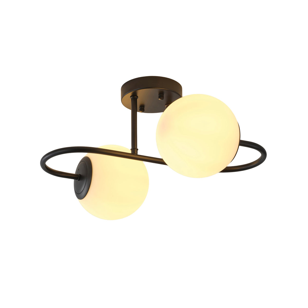 2-Light Frosted Glass Semi Flush Ceiling Light